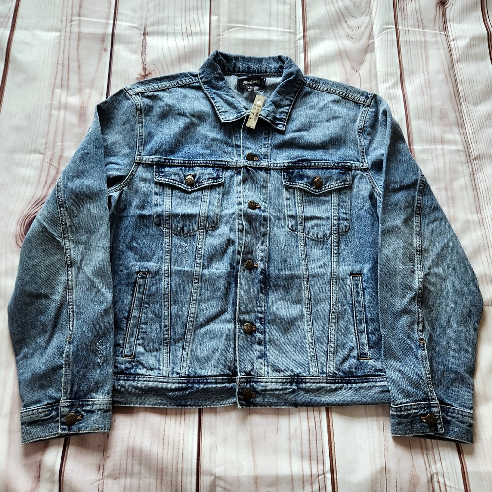 NWT Madewell "Classic Jean Jacket" in Rivoli Wash Blue Denim, Men's Size 2XL XXL - Picture 3 of 11